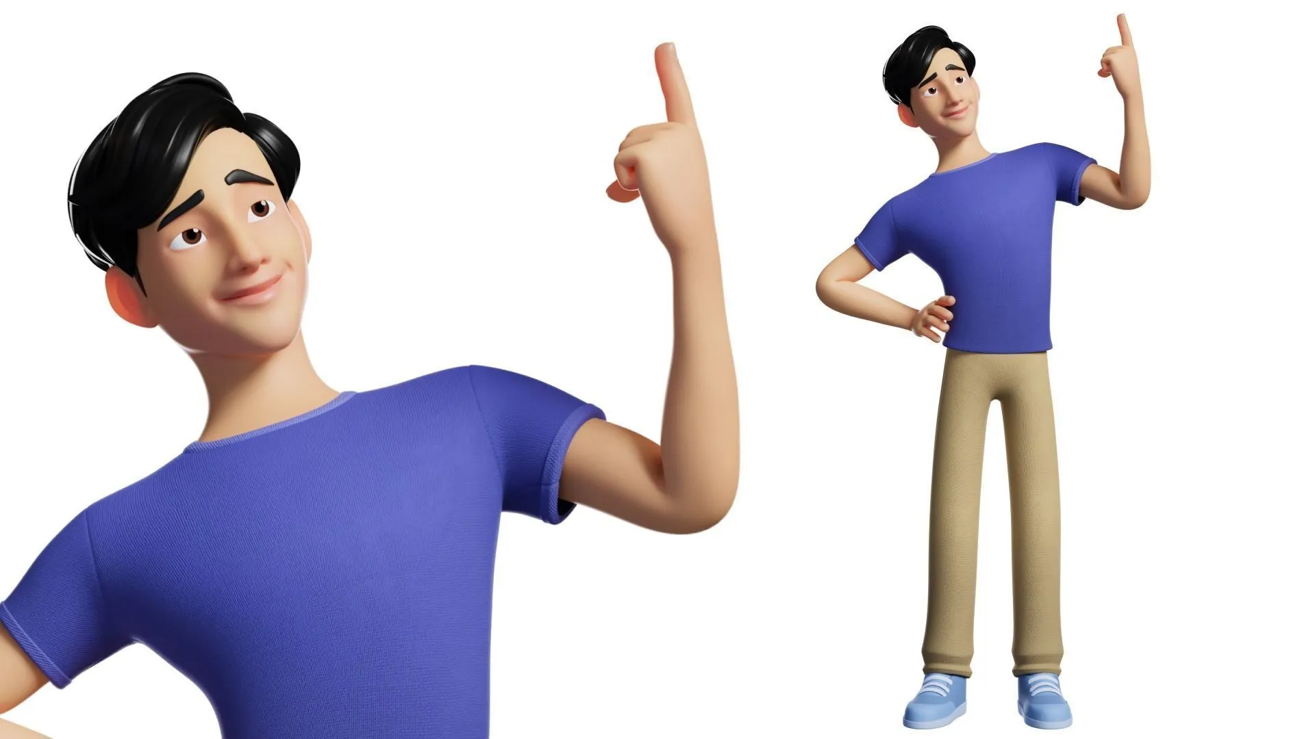 Customizable Man Cartoon Low-poly in Blender workspace